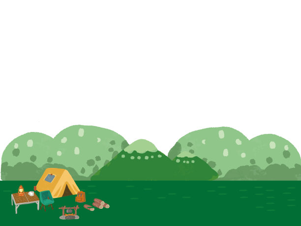 水彩手绘风格框架插图帐篷野营户外图片下载