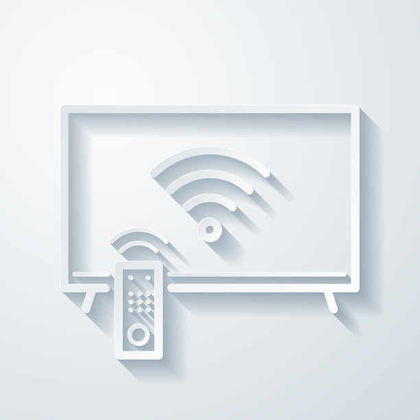 有wifi的电视。空白背景上剪纸效果的图标图片下载