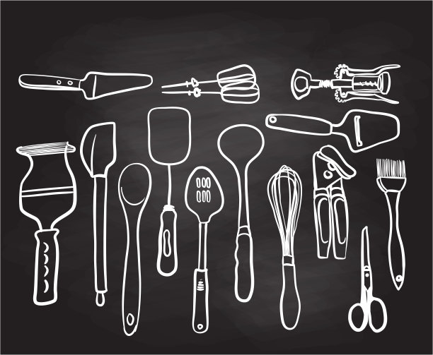 烹饪Ustensils黑板图片下载