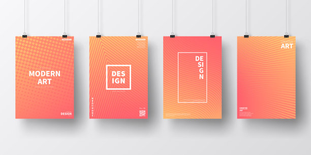 海报与橙色几何设计，孤立的白色背景图片下载