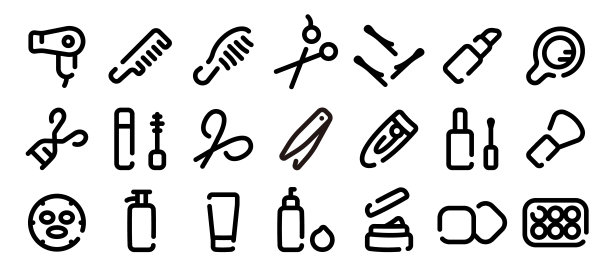 美容化妆品图标集(软粗体线版本)图片下载