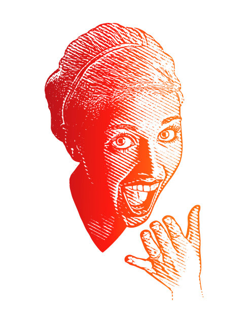惊奇快乐的女人的复古风格插图图片下载