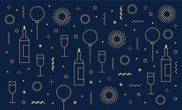 新年派对节日生日背景和图标设置图片下载