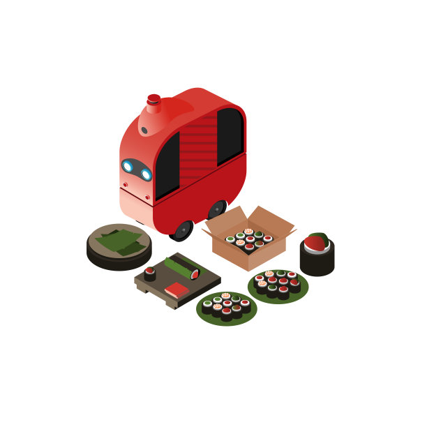 等距新鲜寿司送餐机器人送餐图片下载