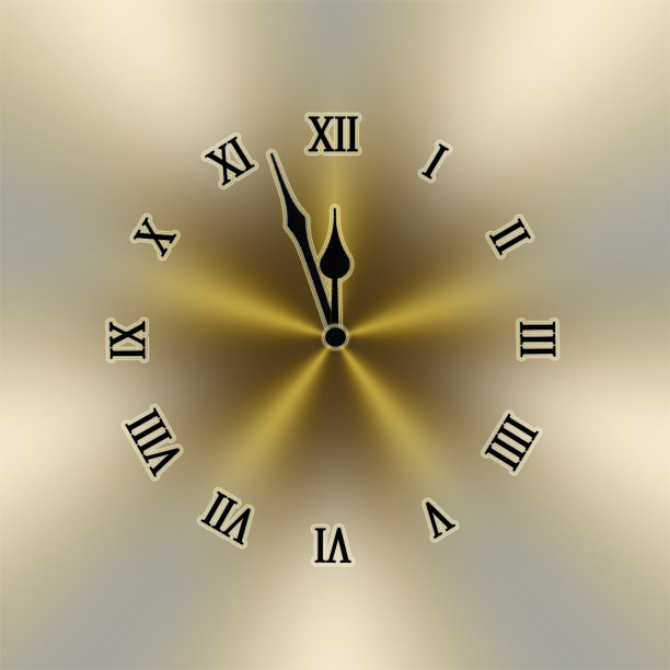 新年银光背景配着金光闪闪的钟图片下载