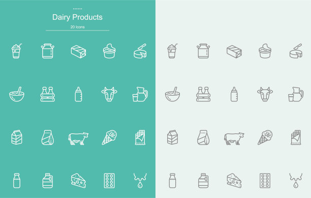 乳制品系列图标图片下载