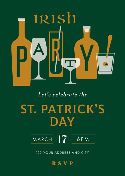 圣帕特里克节特别派对邀请模板。图片下载