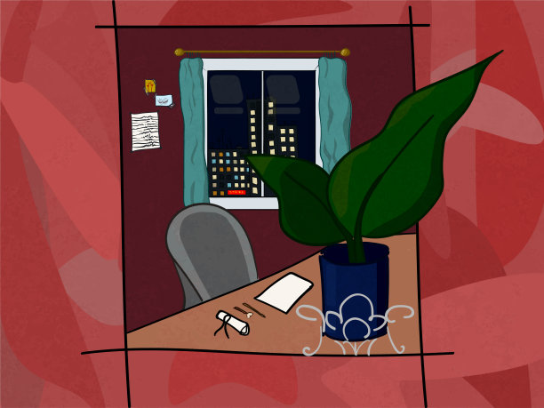 画框中的静物-以窗户为背景的桌子上的花盆中的一朵花。图片下载