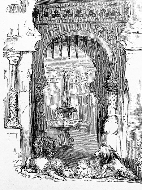 狮子为殿守门图片下载