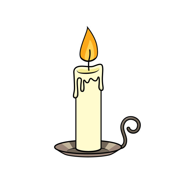 蜡烛与烛台在白色的背景为妈妈组装或创建教学材料，或教师寻找图像的教学材料，如抽认卡或儿童书籍。图片下载