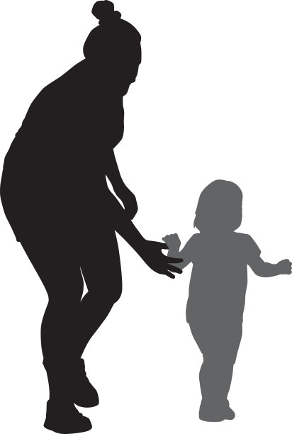 母亲伸向她的女儿剪影图片下载