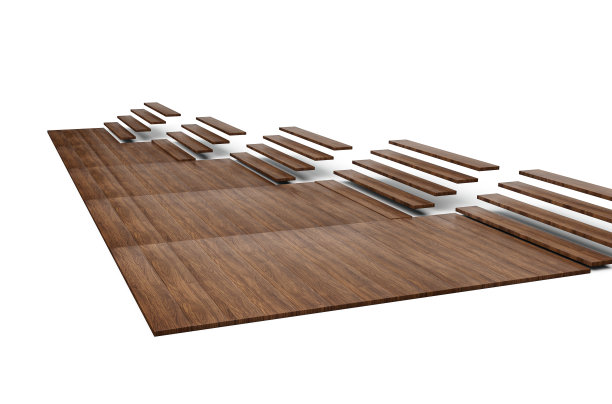 地板安装。套块不同的地坪涂料。镶木地板，层压板，木板，瓷砖3d插图图片下载