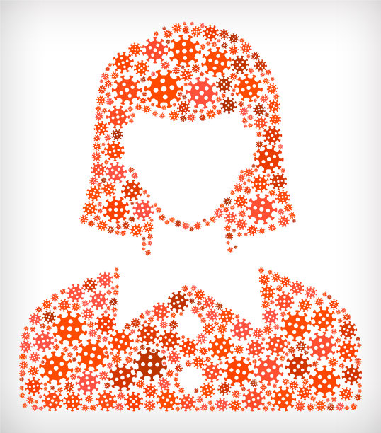 女性面临流感冠状病毒图标模式图片下载