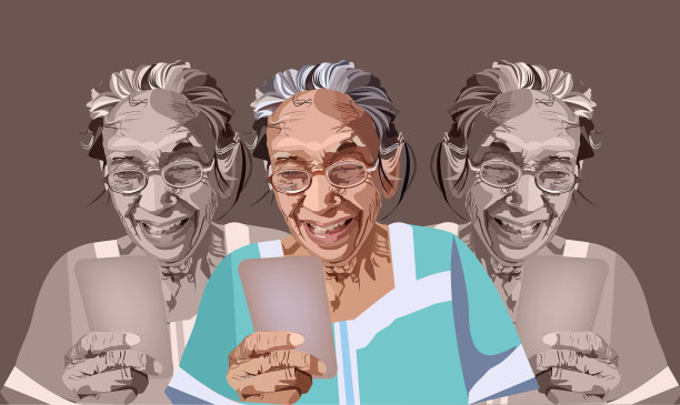 一位老妇人喜欢用手机和家人聊天图片下载