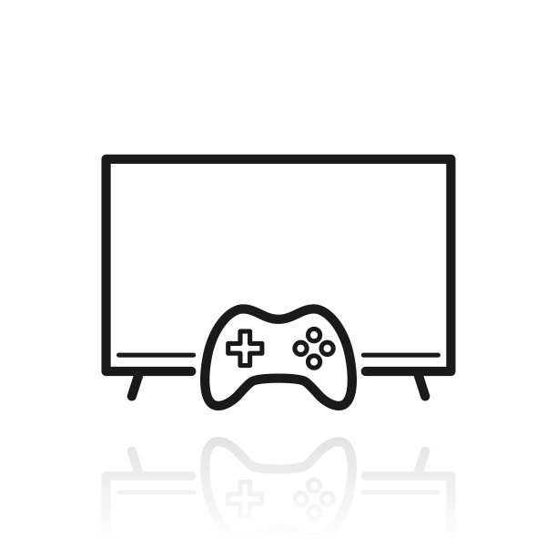 带手柄的电视。白色背景上反射的图标图片下载