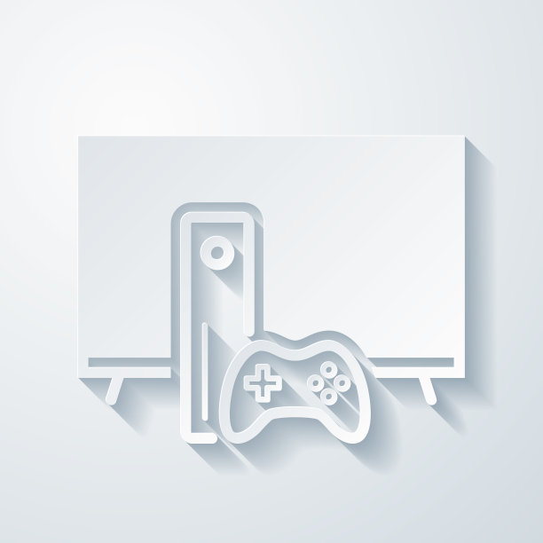 电视和游戏机。空白背景上剪纸效果的图标图片下载