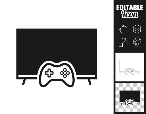 电视与手柄。图标设计。轻松地编辑图片下载