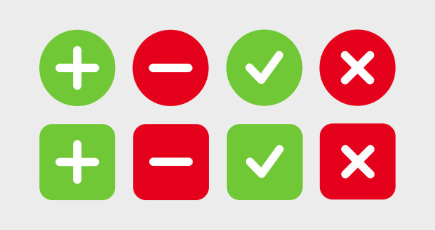 加，减，检查，交叉平面图标设置图片下载