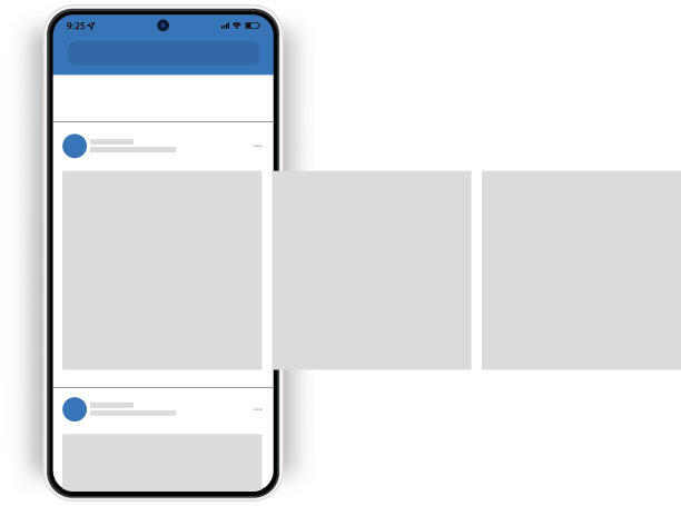 社交网络发布模型。智能手机与社交媒体应用程序滑块UI模板图片下载