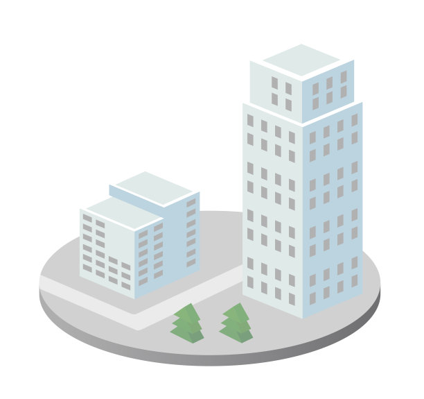 矢量等距城市建筑的现代单体建筑图片下载