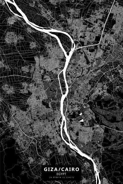 吉萨/开罗，埃及矢量地图图片下载