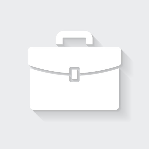 公文包。图标与空白背景上的长阴影-平面设计图片下载