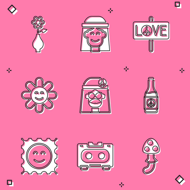 花瓶插花嬉皮女孩和平啤酒图片下载