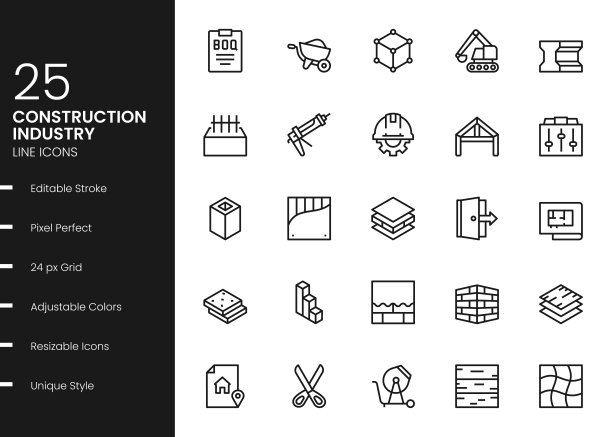 建筑行业线条图标图片下载