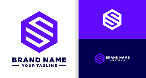 字母标志字母组合六边形负空间编辑。图片下载