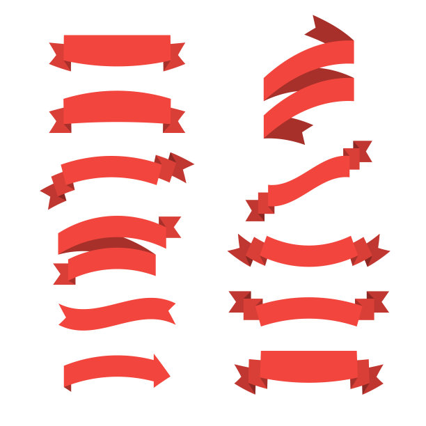 一套扁平丝带。矢量横幅的集合。图片下载