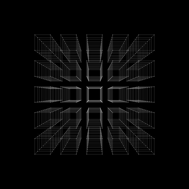 5x5x5 = 125个小立方体的线框俯视图。与视角。图片下载