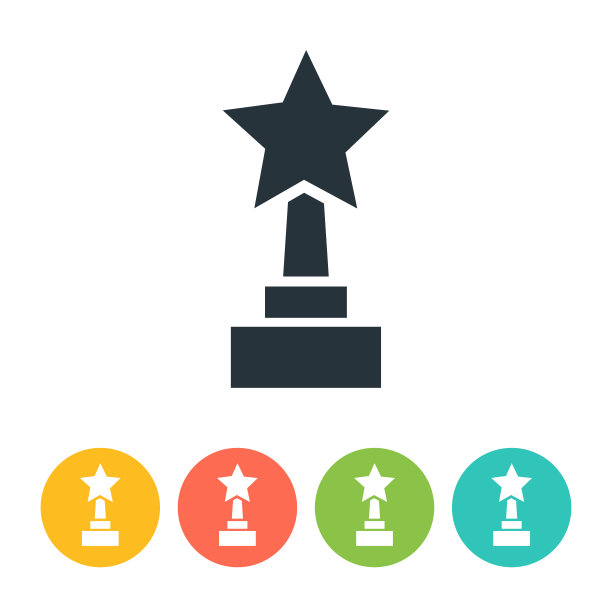明星奖杯奖平面图标-彩色插图图片下载