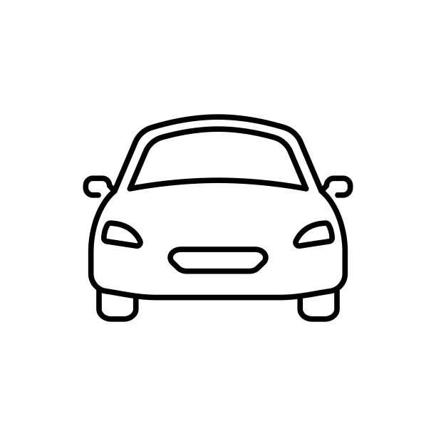 黑色汽车图标。经典汽车线性标志。现代形状的汽车运输轮廓图标。汽车符号前视图象形图。可编辑的中风。孤立的矢量图图片下载