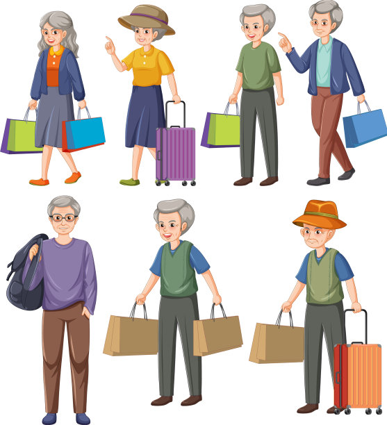 一套老人卡通人物图片下载