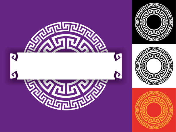 圆形几何希腊风格框架标签图片下载