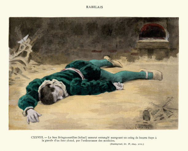 弗朗索瓦·拉伯雷笔下的巨人和潘塔格鲁埃尔，是在吃着奶油的温柏时死去的图片下载