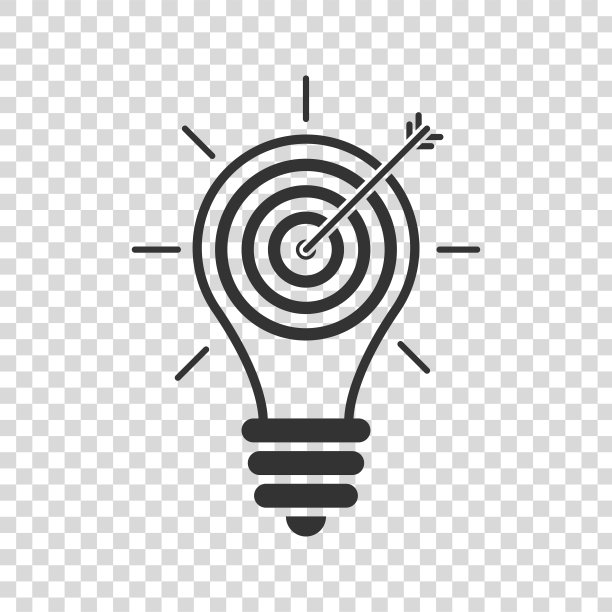 意念符号灯以图标为目标，在透明的背景上。图片下载