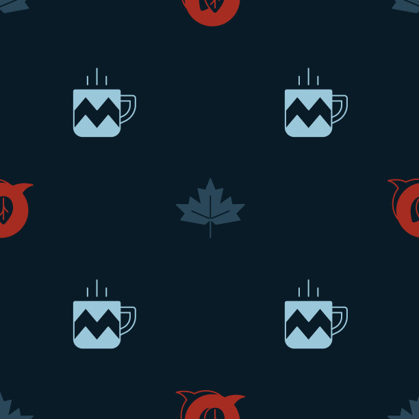 把加拿大枫叶和一杯茶放在上面图片下载