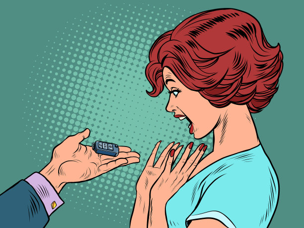 一个快乐的女孩把车钥匙给了一个女人图片下载