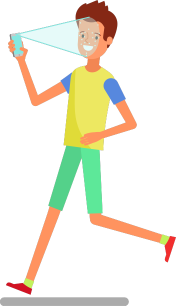 人脸识别概念卡通人跑图片下载