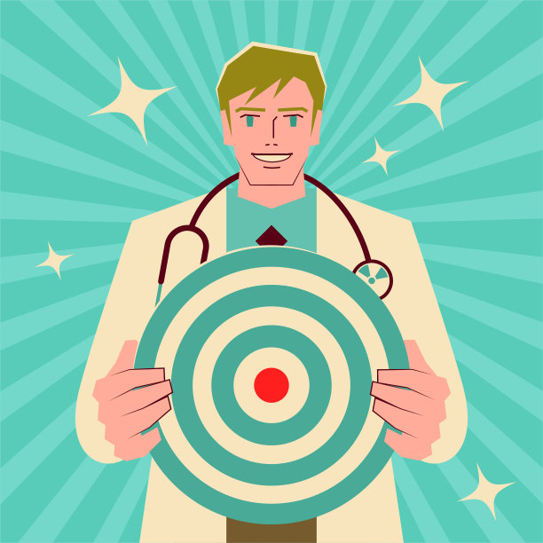充满激情的医生自信地展示目标或飞镖盘图片下载