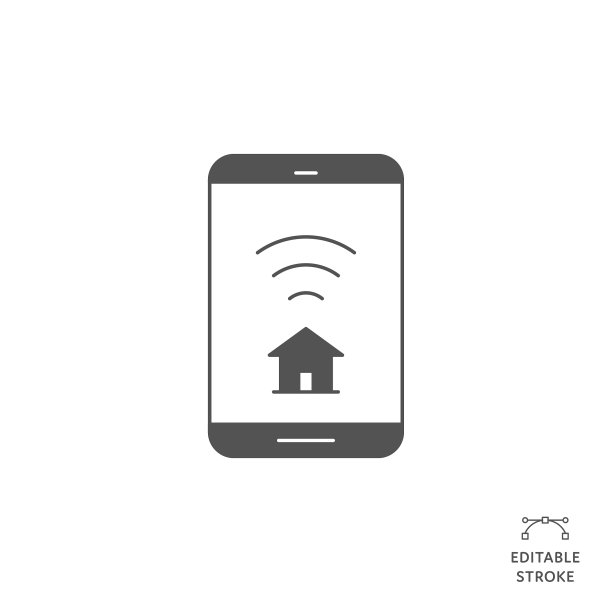 智能家居平线图标可编辑笔画。Icon适用于网页设计、移动应用、UI、UX和GUI设计。图片下载