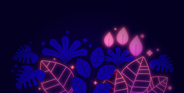 发光的黑色热带植物设计元素图片下载