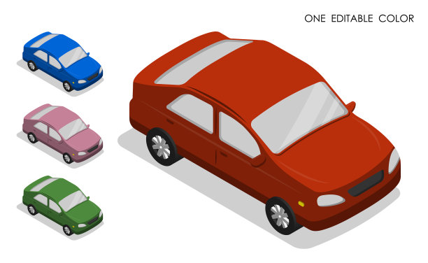 一套等距乘用车高角度视图图片下载
