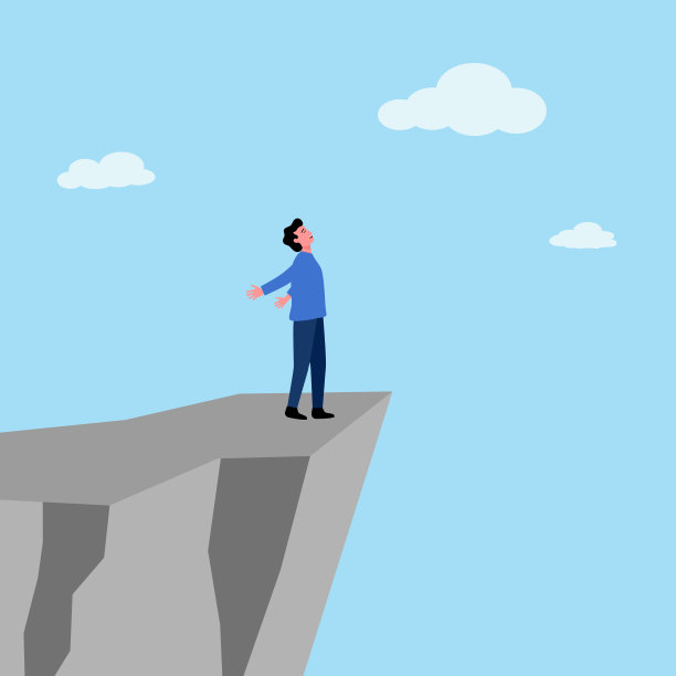 在平地设计中，年轻人在山顶感受自由，呼吸新鲜空气。图片下载