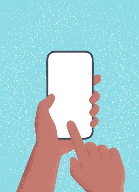手拿着智能手机。白空屏幕。矢量图在手机上。模板图片下载