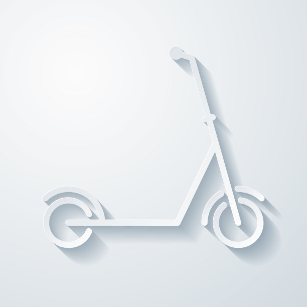 滑板车。空白背景上剪纸效果的图标图片下载