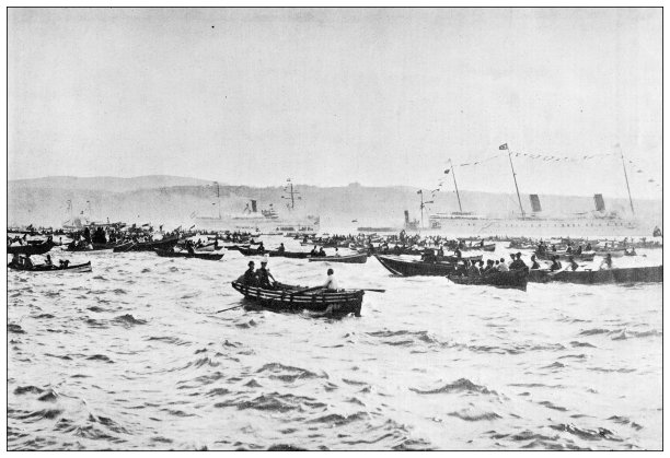 仿古图片:威廉二世乘坐“霍亨索伦号”抵达伊斯坦布尔图片下载