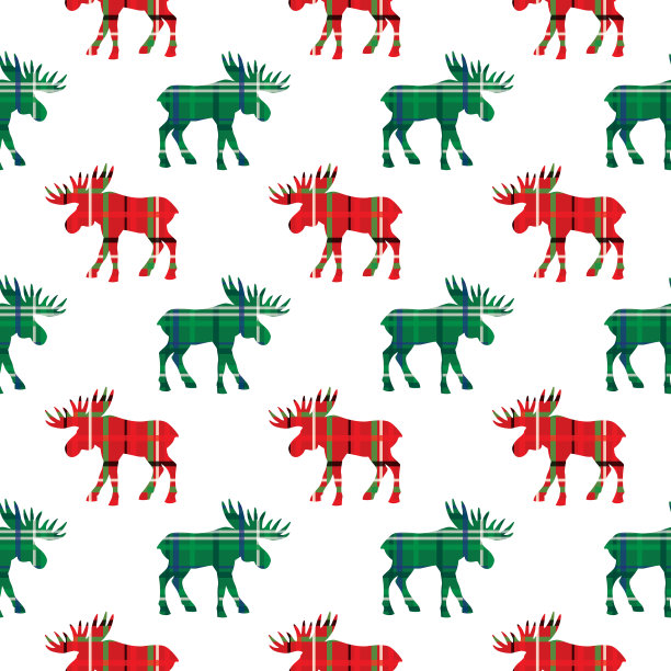 格纹驼鹿无缝图案图片下载