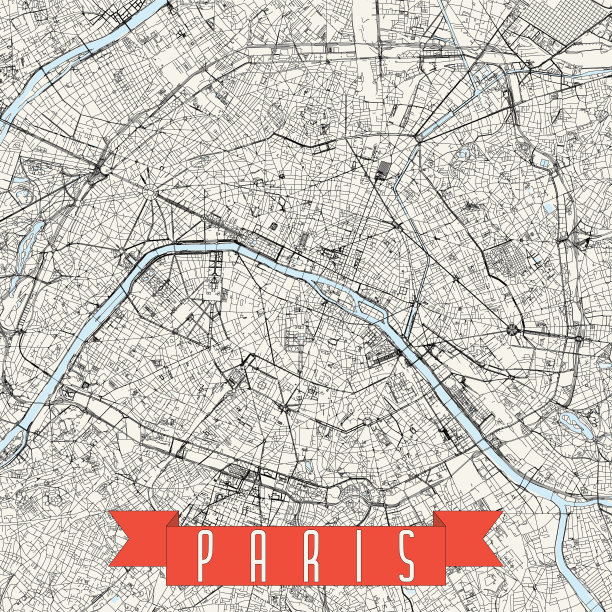 巴黎，法国矢量地图图片下载